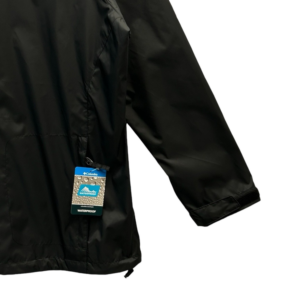 Columbia Women's Waterproof Rain Jacket Size 2X Solid‎ Black Hooded Lightweight - Picture 2 of 7